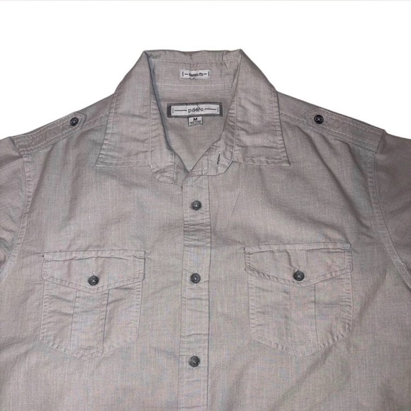 PD&C Mens Light Gray Casual Button Down Shirt Size Medium - Picture 3 of 7